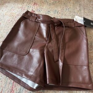 Bagatelle High Waist Brown Leather Shorts